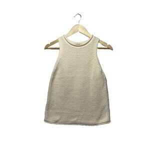 Madewell Women's Cream Cotton Ribbed Casual Sleeveless Knit Tank Top Size XS